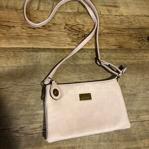 Light pink leather crossbody bag